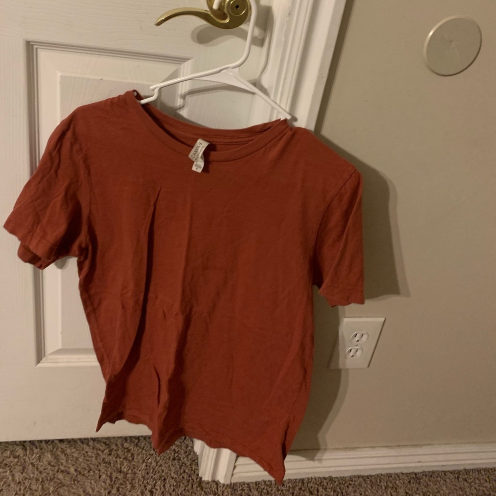 super cute burnt brick color canvas shirt